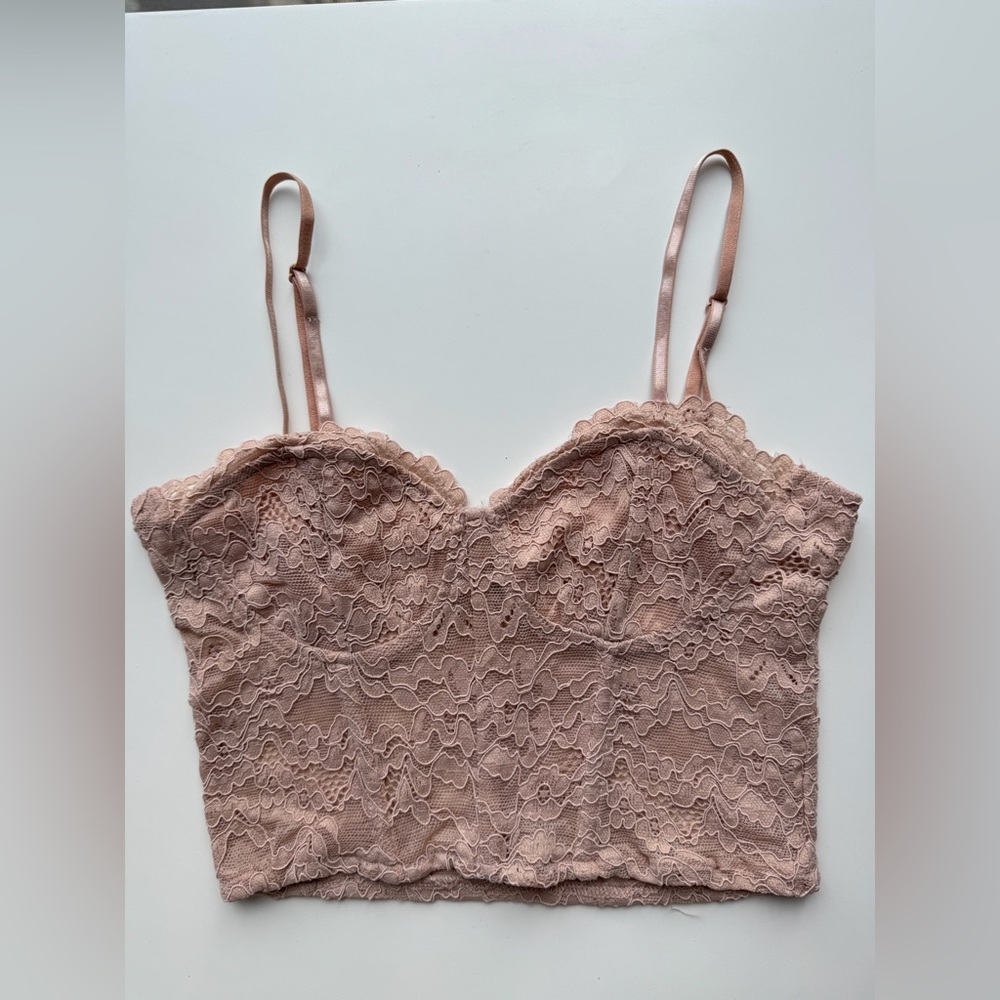 Zara Lace Bralette in Soft Brown/dusty rose Medium